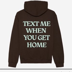 Lonely ghost text me hoodie-brown with mint
